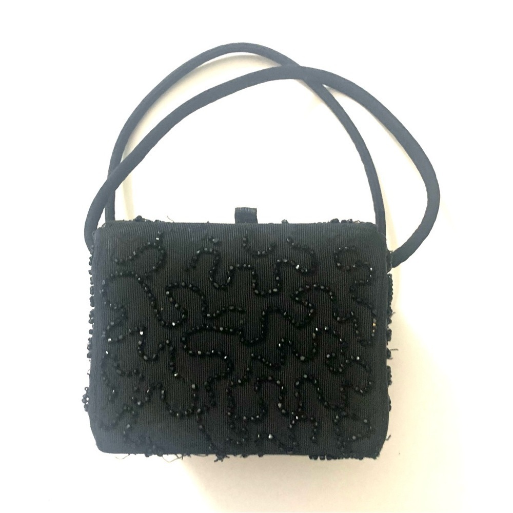 SAKS FIFTH AVENUE Vintage 40s Box Crystal Beaded Cocktail Evening Mini Bag